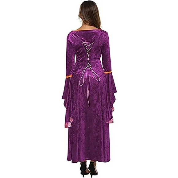 MEDIEVAL Victorian Long Dress Purple Cosplay Irish Costume Halloween Viking NWT - Picture 7 of 13